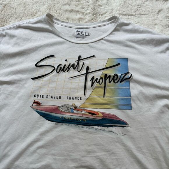 Princess Polly oversized white graphic tee Saint Tropez - Picture 9 of 12